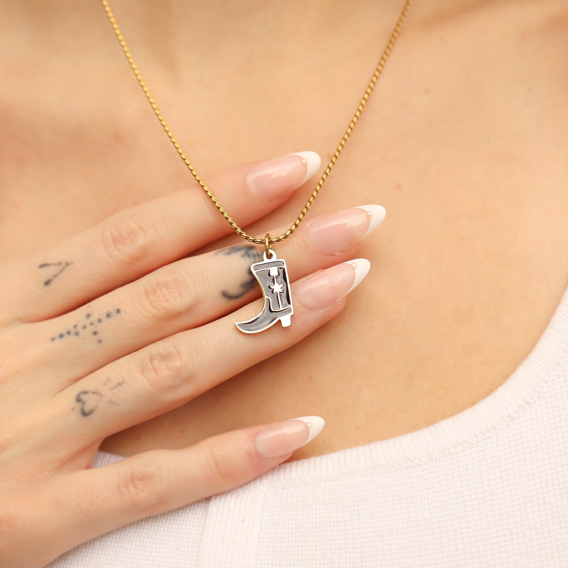 18K Gold PVD Stainless Steel Epoxy Cowboy Boot Charm / PDL0207、mySite、dreamappss