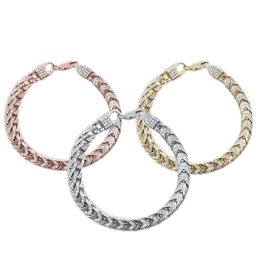 Men's Franco Cubic Zirconia Sterling Silver Bracelet 8.5 3 Colors Available!、mySite、g9winljtr