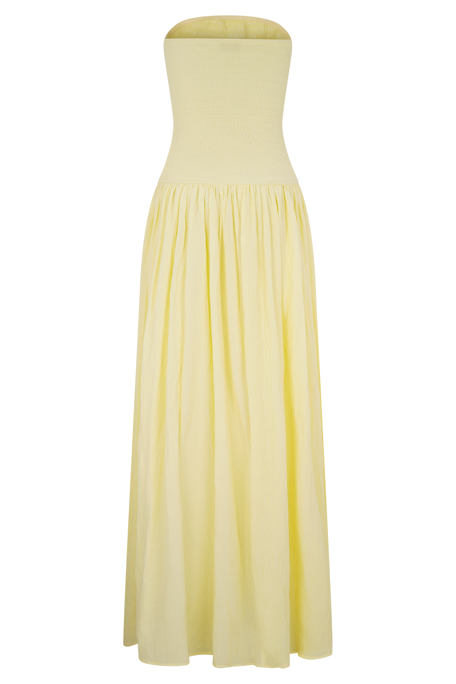 Maureen Cotton Shirring Maxi Dress - Lemon、mySite、solidvoid