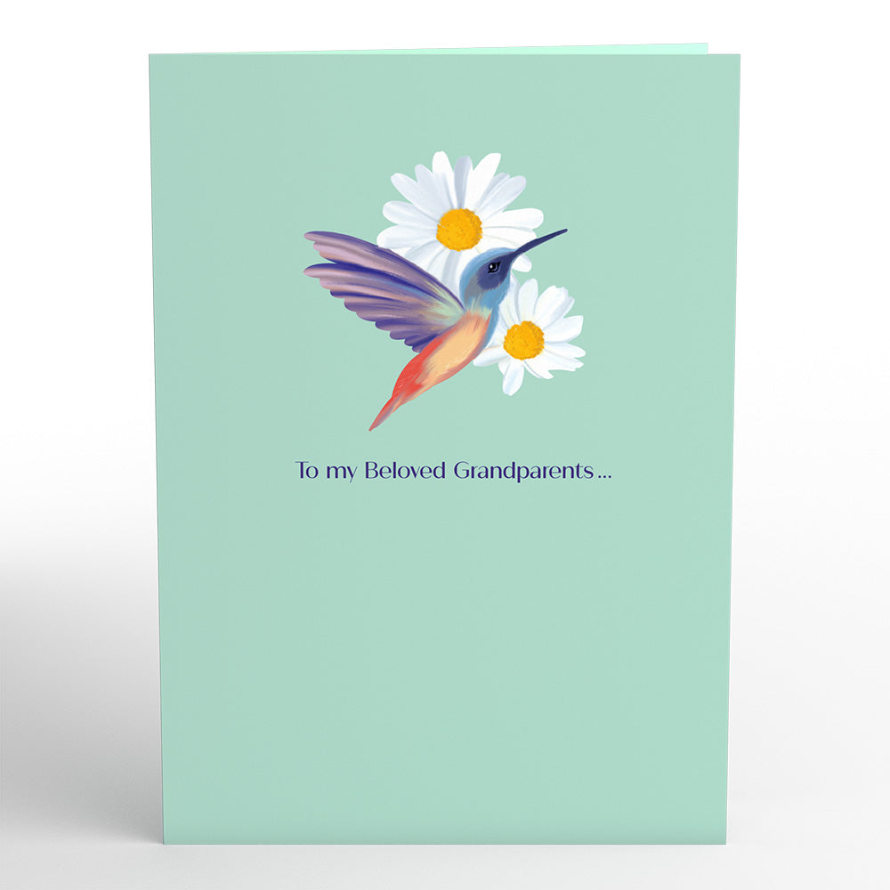 Beloved Grandparents Daisy Patch Hummingbirds Pop-Up Card、mySite、solidvoid