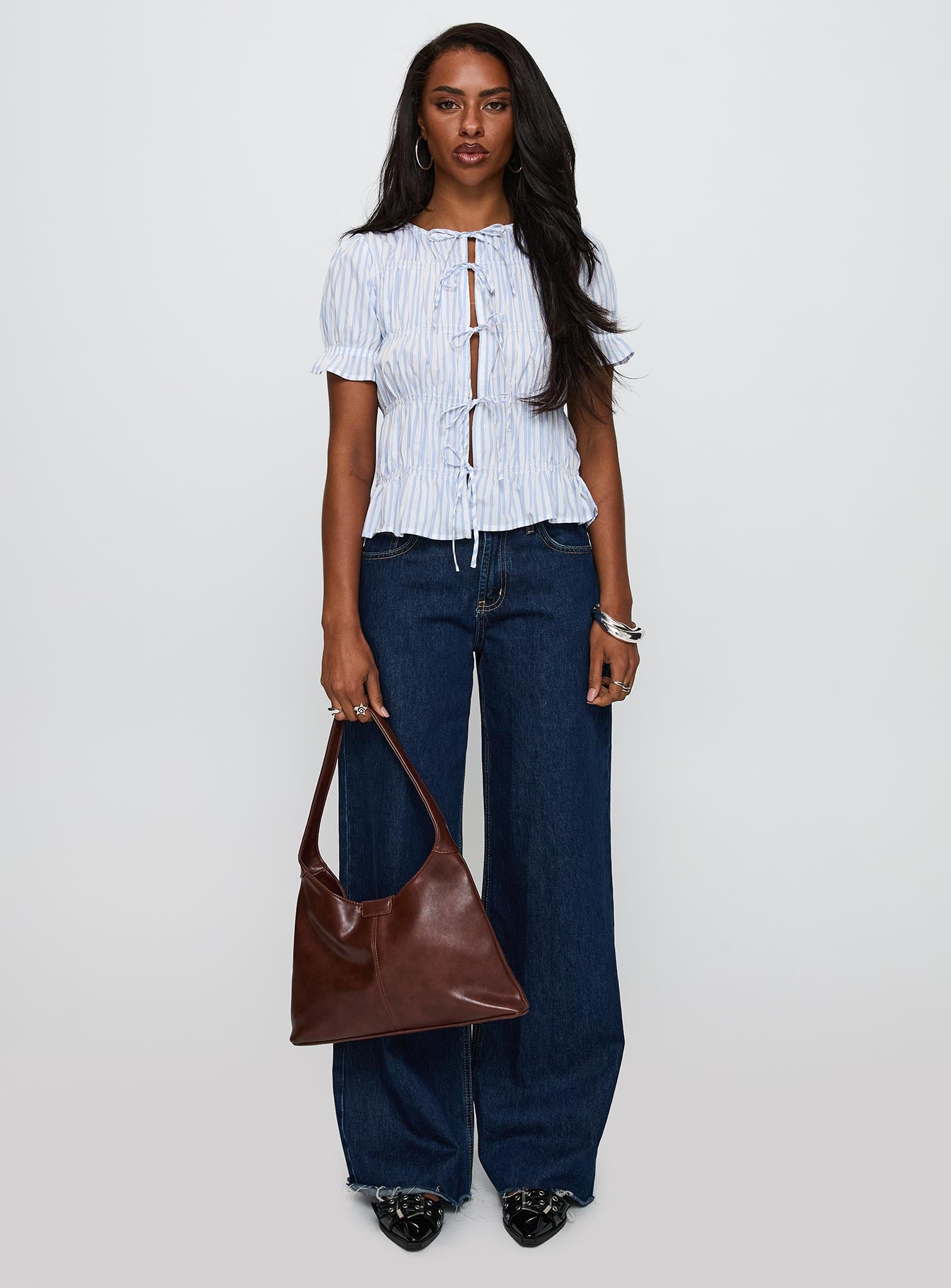 Alistair Bow Tie Top Blue / White Stripe、mySite、solidvoid