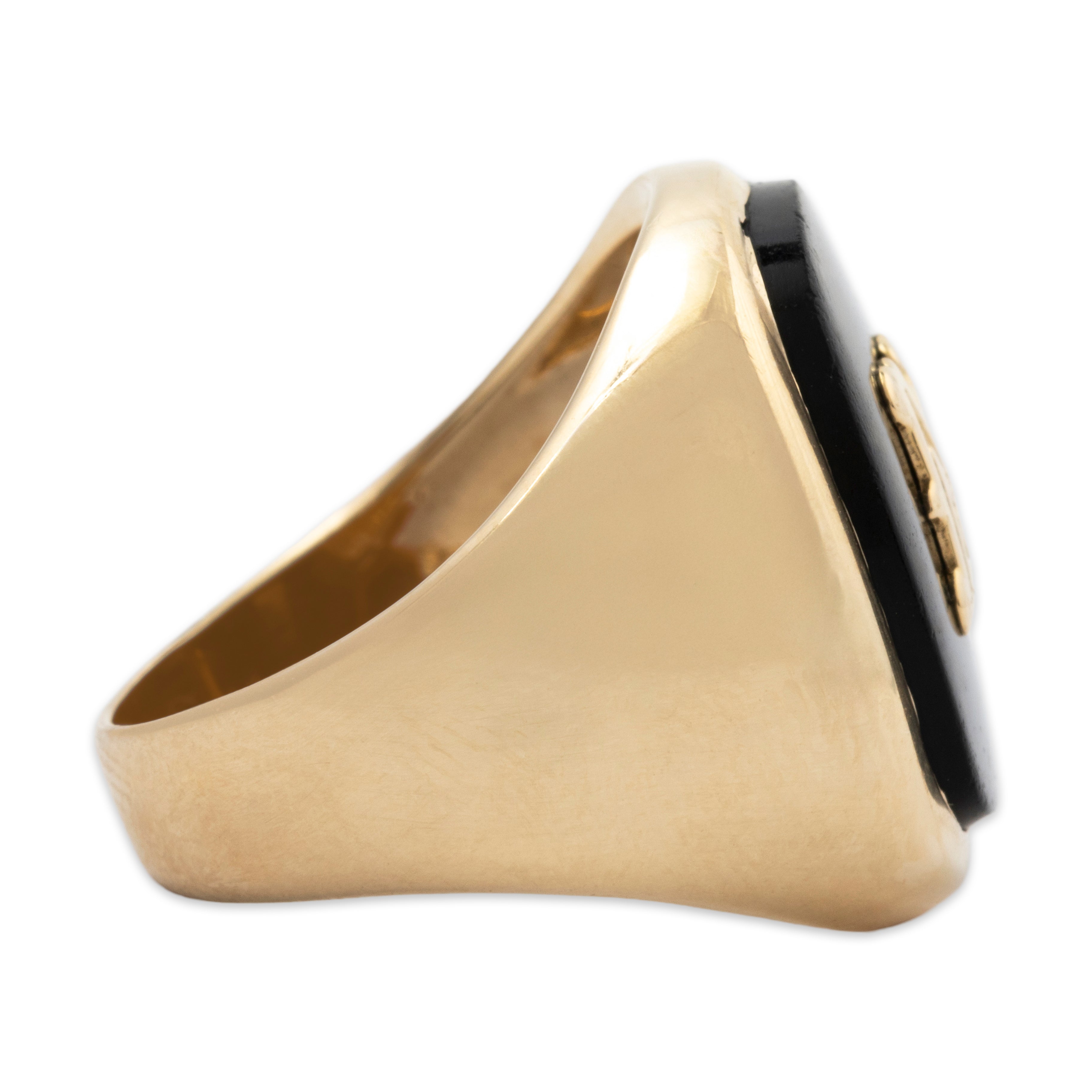 Vintage 10k Yellow Gold 3.6ct Onyx Initial M Signet Ring 5.25、mySite、hinf8tx79