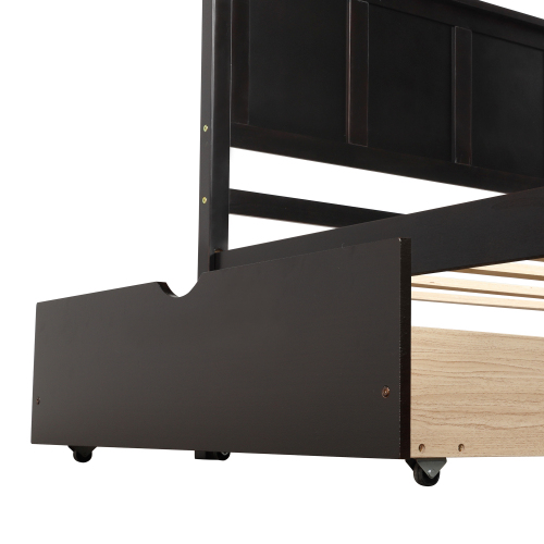 Platform Storage Bed, 2 drawers with wheels, Twin Size Frame, Espresso (New SKU:WF283062AAP)、、casual
