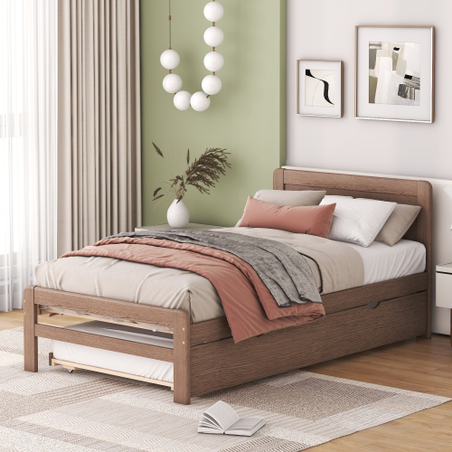 Modern Design Twin Size Platform Bed Frame with 2 Drawers for Grey Color、、xpatfood