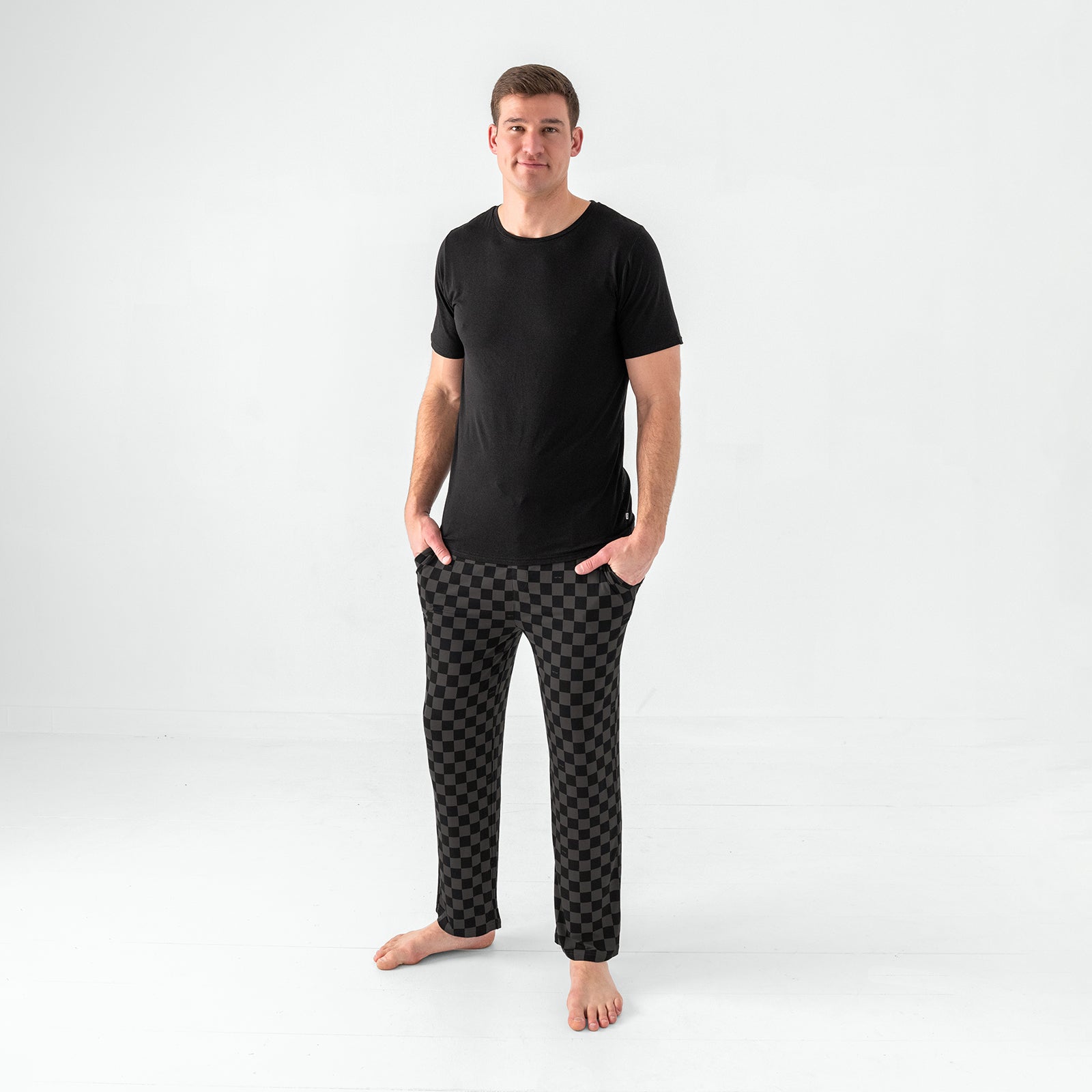 Monochrome Checks Men's Pajama Pants、mySite、g9winljtr
