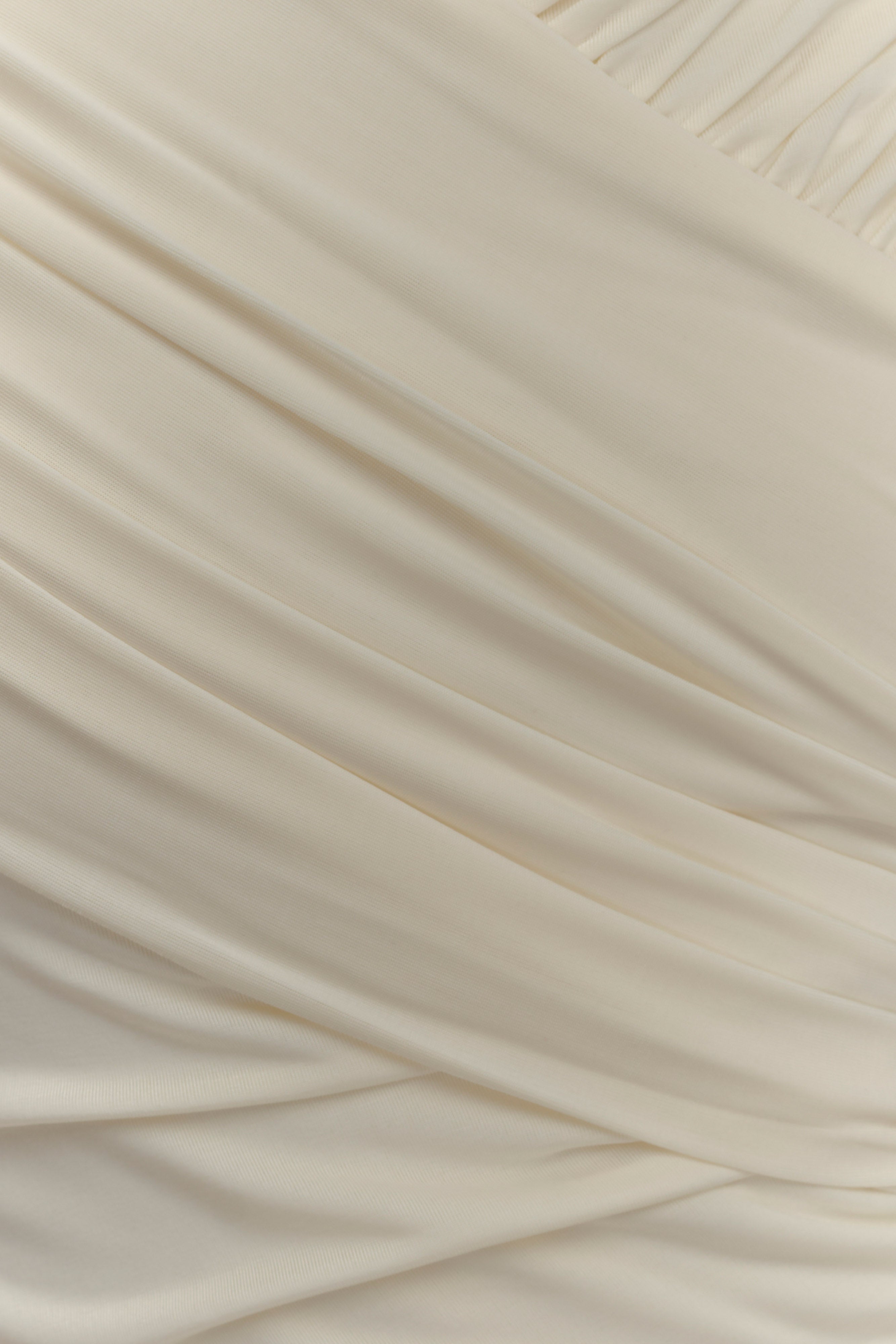 Therese Off Shoulder Ruched Maxi Dress - Ivory、mySite、solidvoid