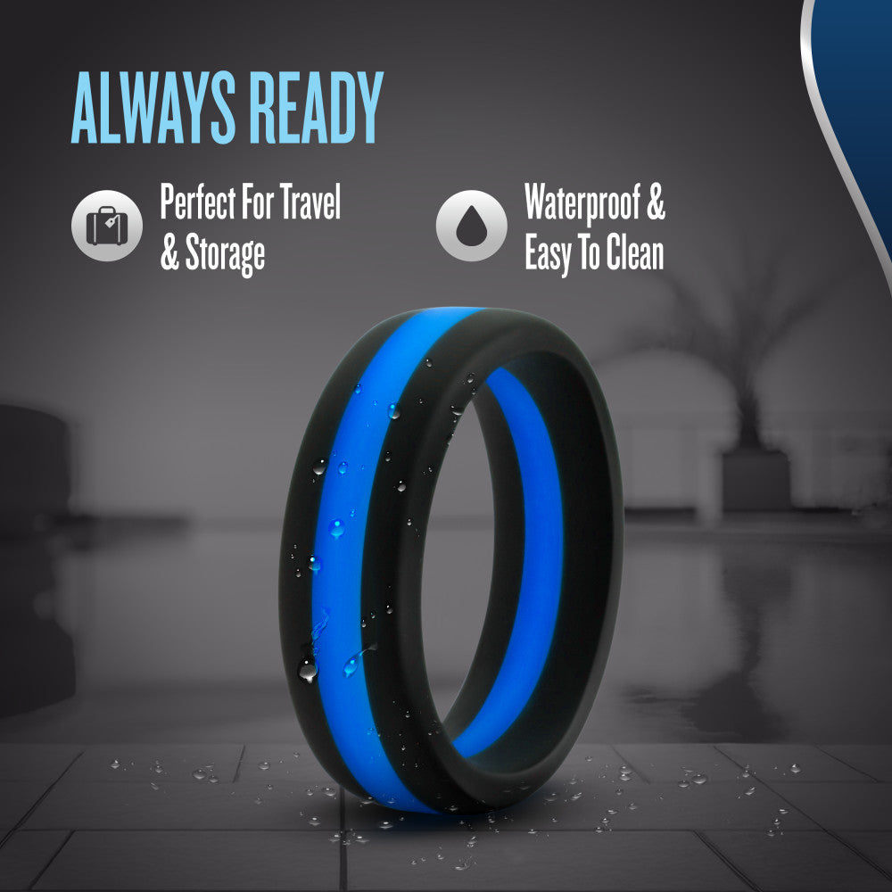 Performance By Blush® | Pro: Blue & Black Penis Ring - Made with Puria™ Silicone、mySite、bottomscart