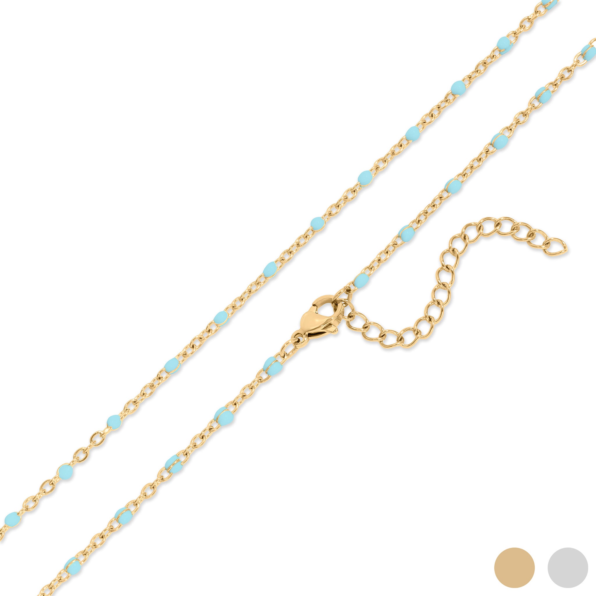 18K Gold Stainless Steel Turquoise Chain Necklace / CHN0094、mySite、dreamappss