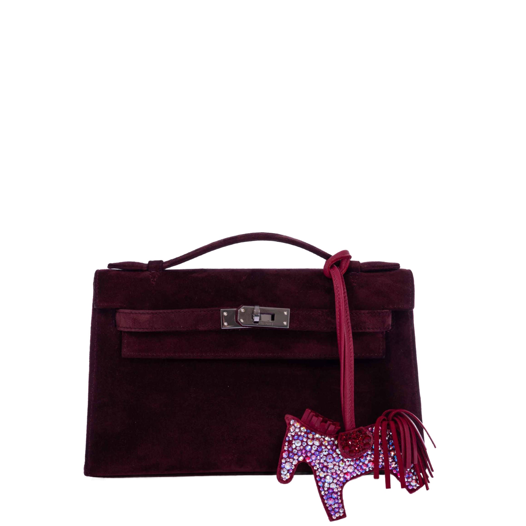 Hermès Kelly Doblis Mini Pochette Bordeaux Veau Suede Palladium Hardware、mySite、garminoutage.com