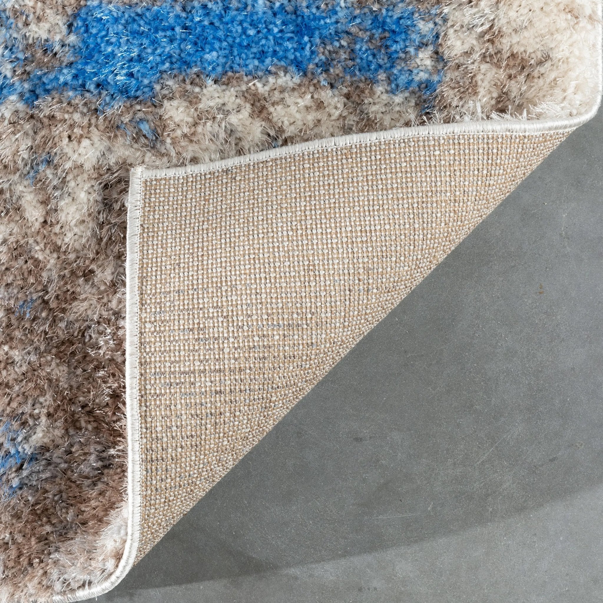 Sariah Modern Abstract Ivory Blue Shag Rug、mySite、gigharbornorthrealestate