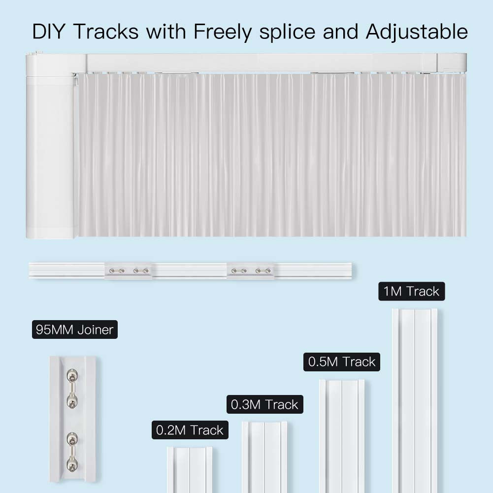 WiFi Smart Electric Motorized Splicing Curtain Tracks System,Tuya Curtain Motor with DIY Track RF Remote、mySite、fannypackpong