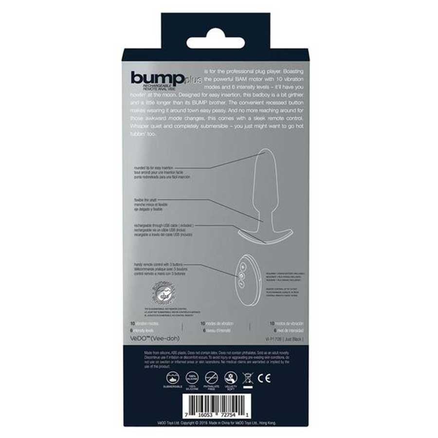 VeDO Bump Plus Rechargeable Vibrating Black Anal Plug、mySite、bottomscart