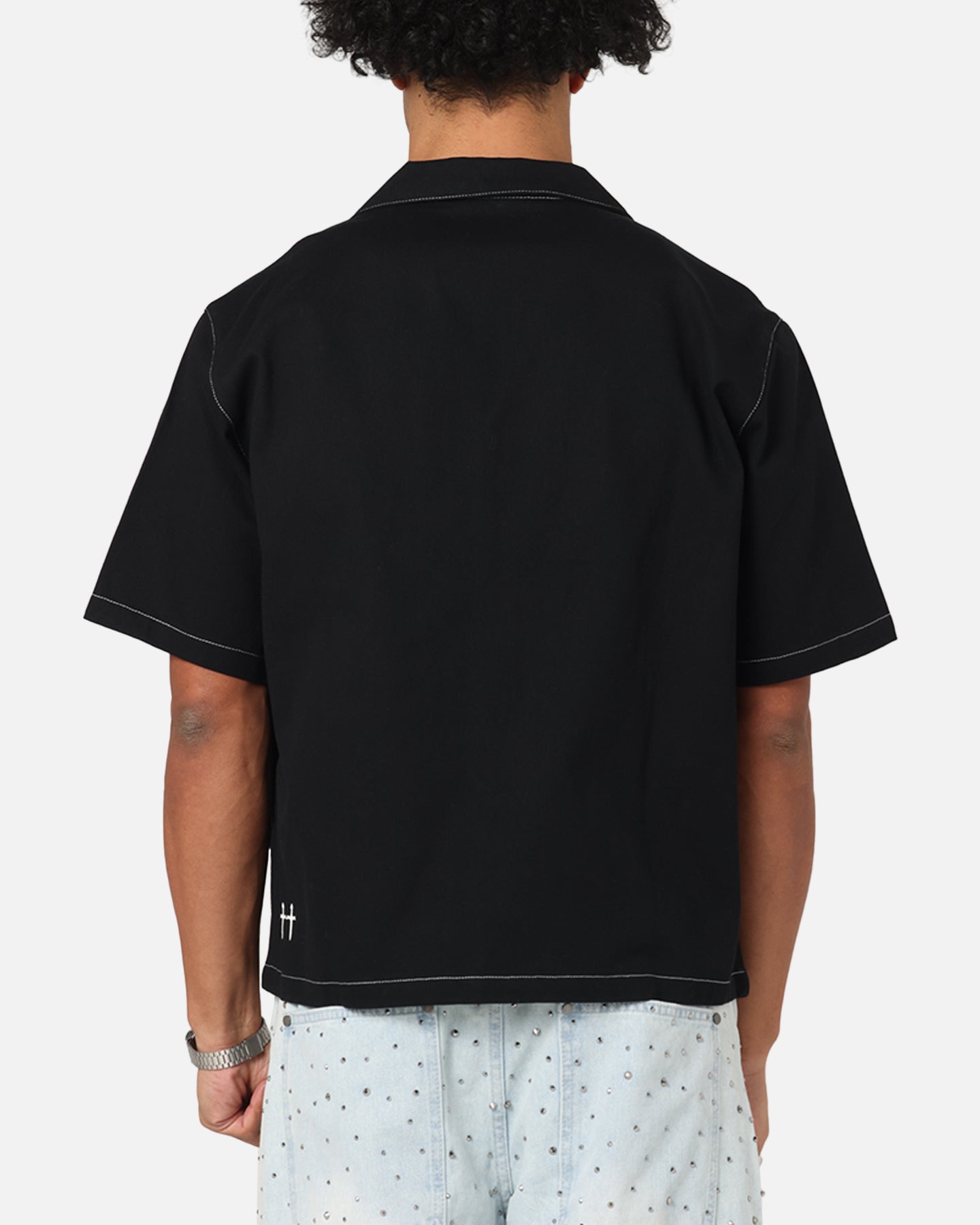 Saint Morta Fray Contrast Button Up Shirt Contrast Black、mySite、zt4zffjzw