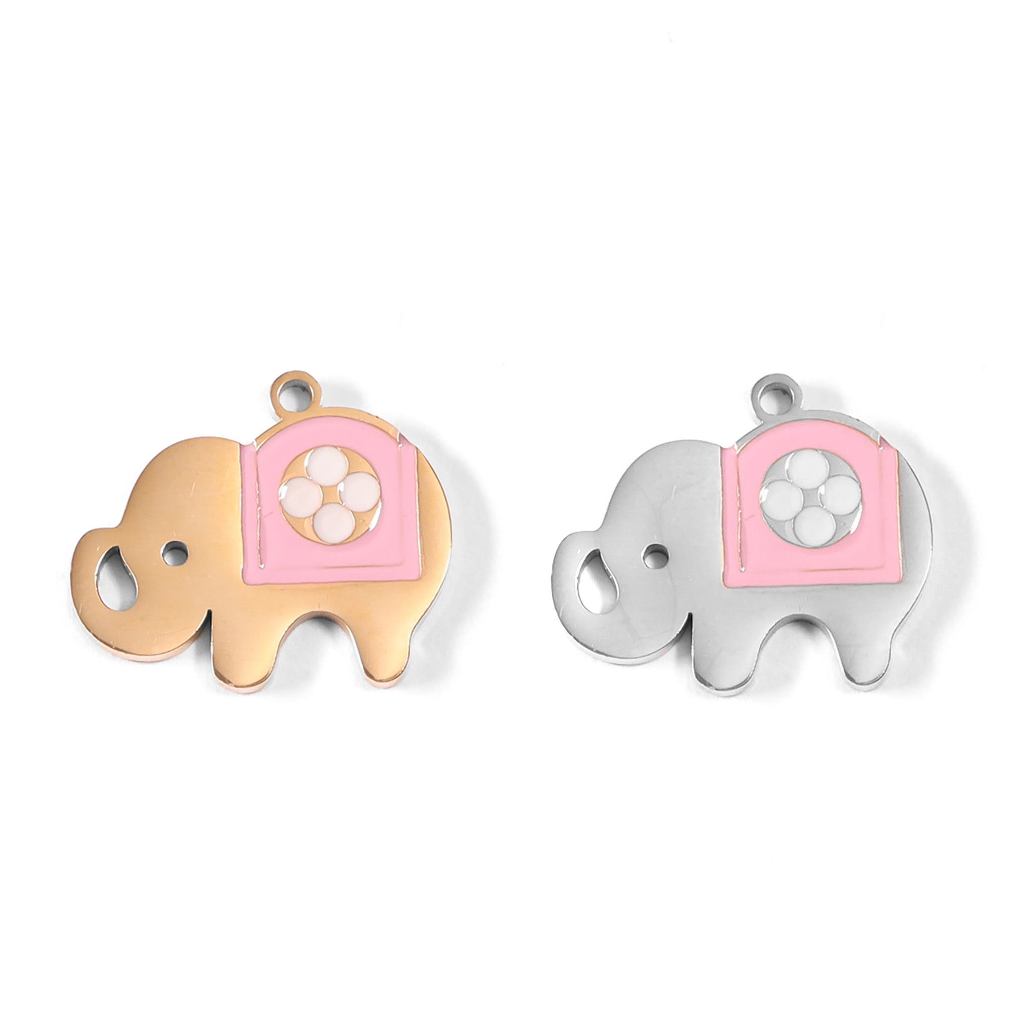 18K Gold PVD Stainless Steel Pink Epoxy Elephant Charm / PDL0073、mySite、dreamappss