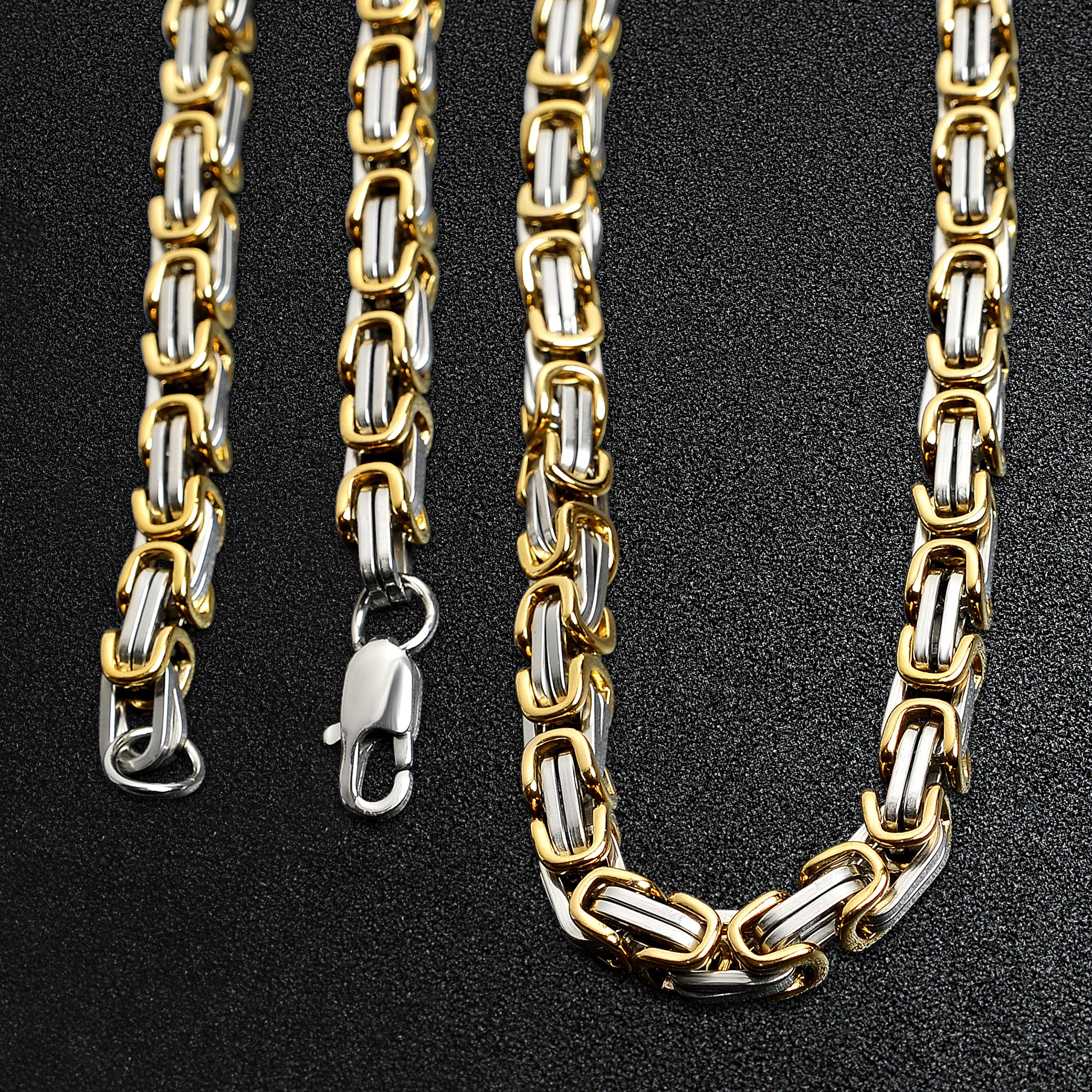 Stainless Steel And 18K Gold PVD Coated Byzantine Chain Necklace / CHN8504、mySite、dreamappss