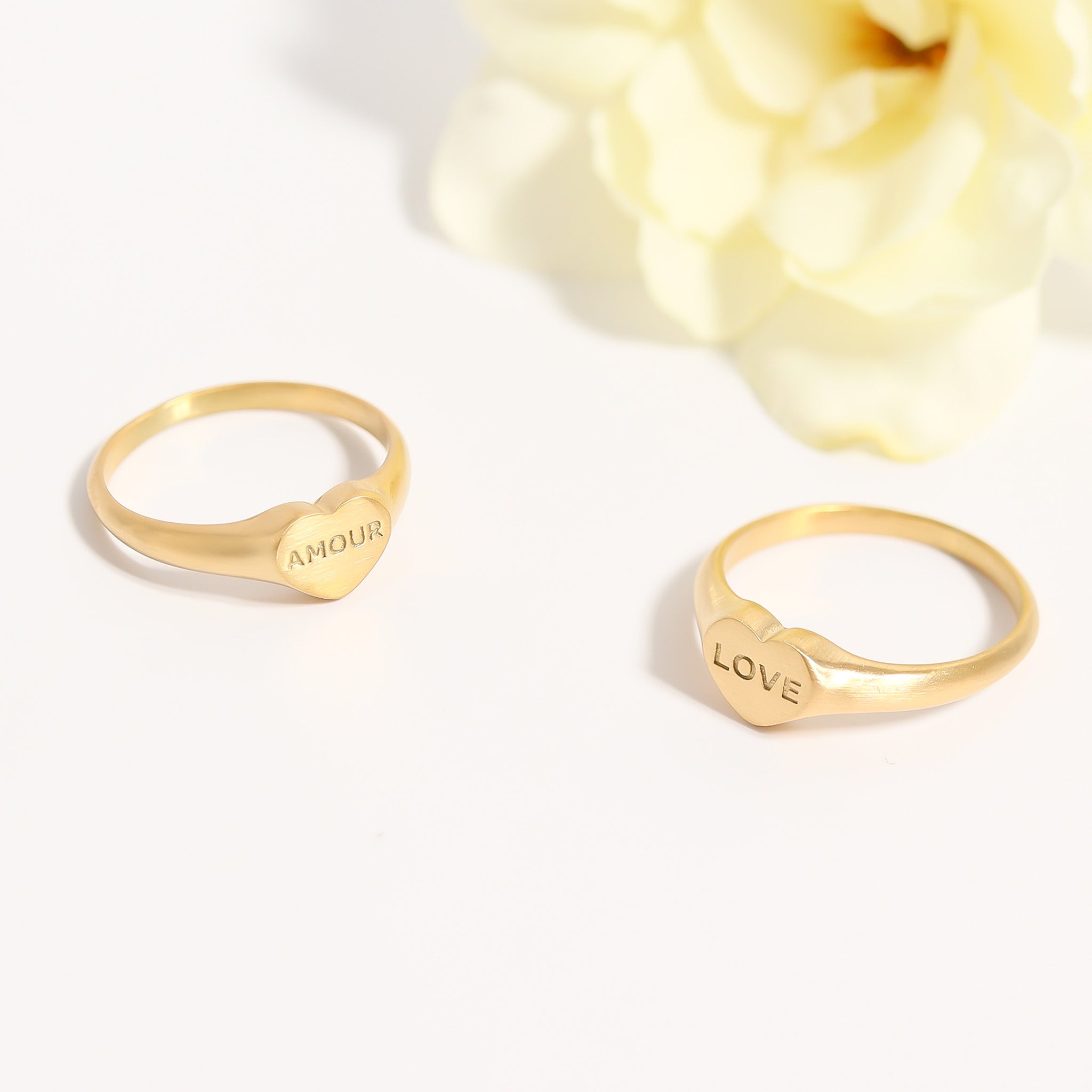 18K Gold PVD Stainless Steel Love Heart Signet Ring / ESR0005、mySite、dreamappss