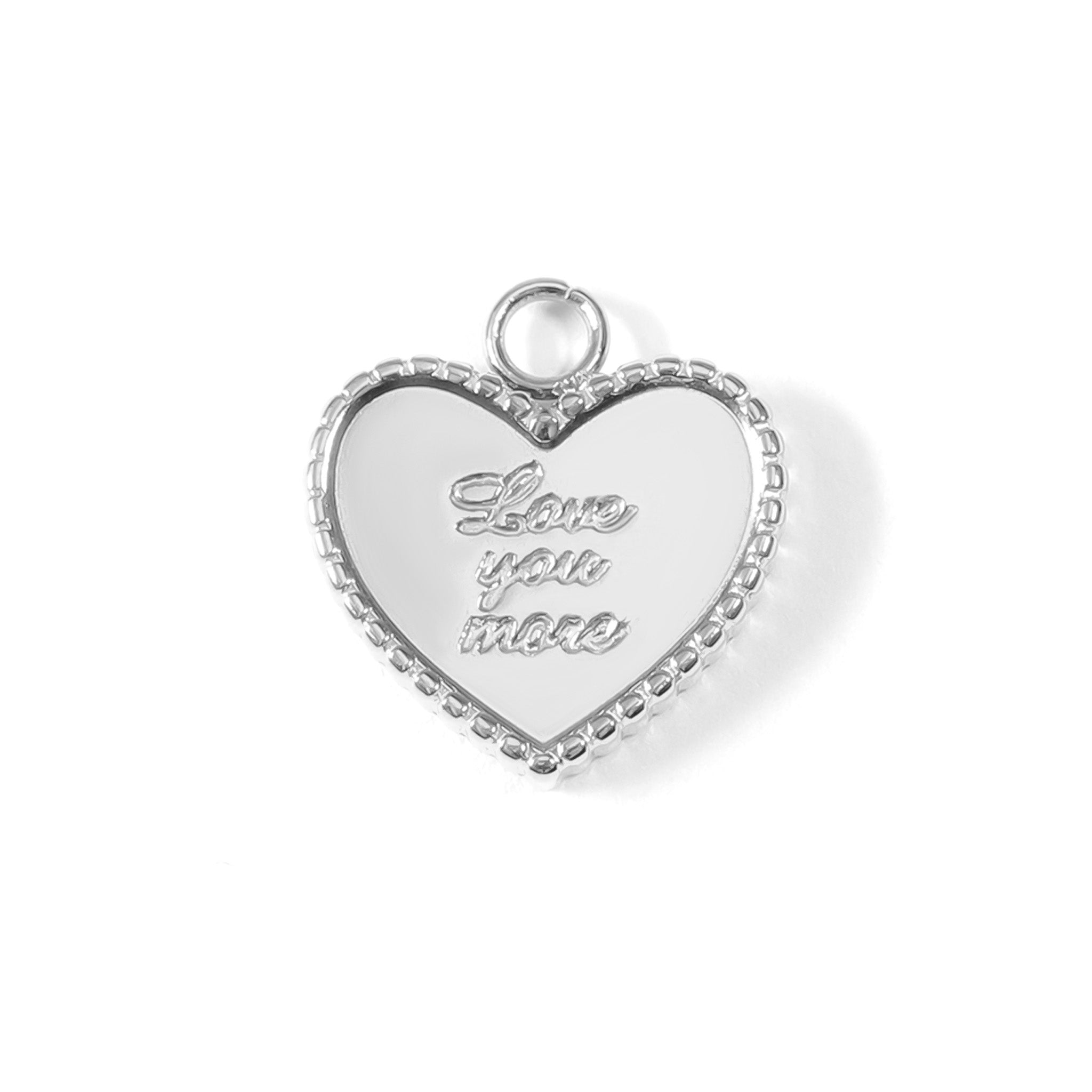 18K Gold PVD Stainless Steel Love You More Heart Charm / PDL0055、mySite、dreamappss