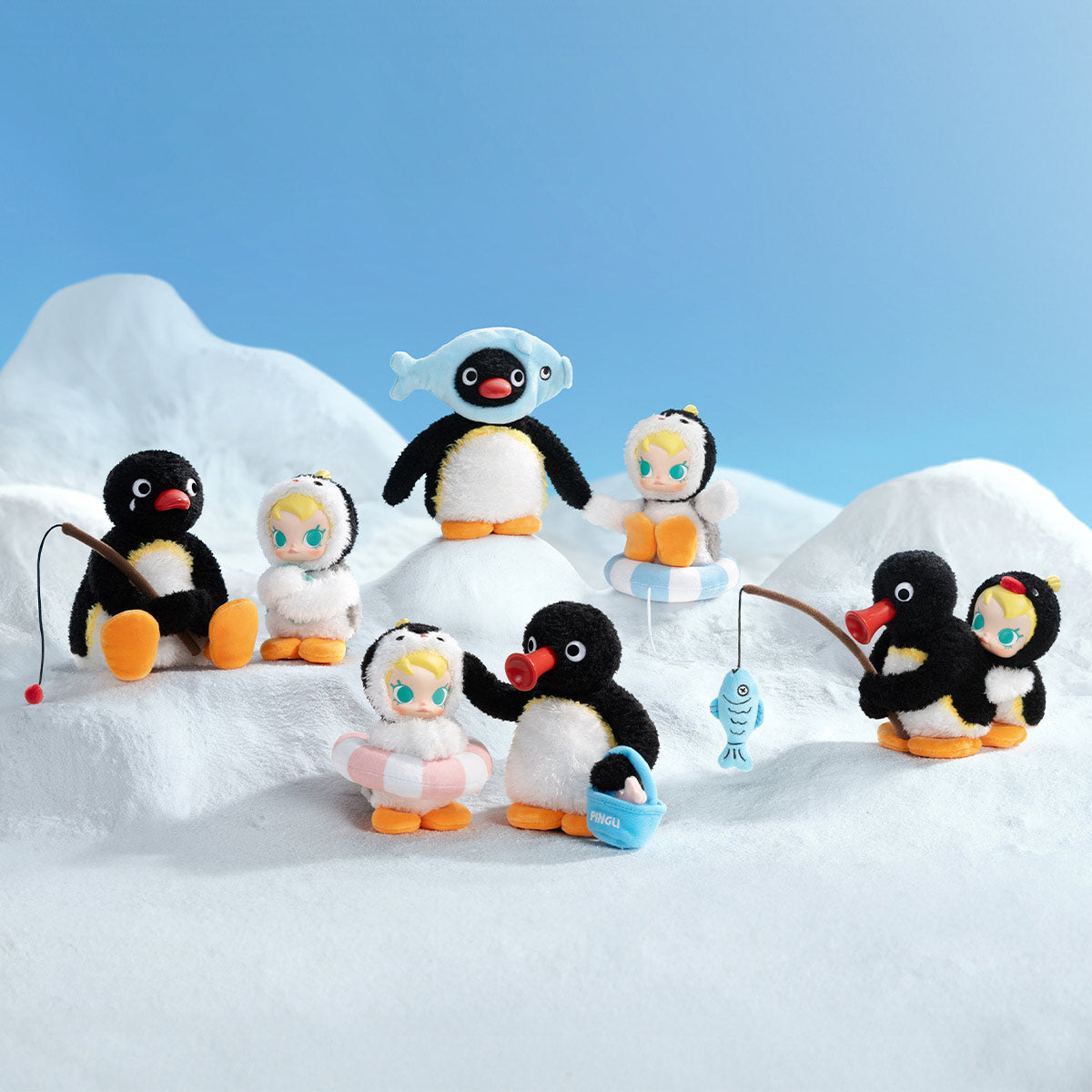  POP MART Baby Molly × Pingu Happy Fishing Series-Vinyl Plush Pendant Blind Box、mySite、greenlandpopulation