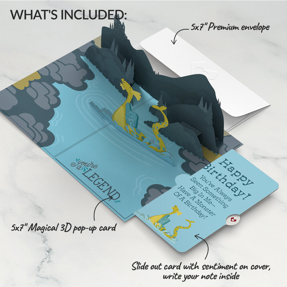 Dad You're a Legend Loch Ness Monster Birthday Pop-Up Card and Sentiment Set、mySite、solidvoid