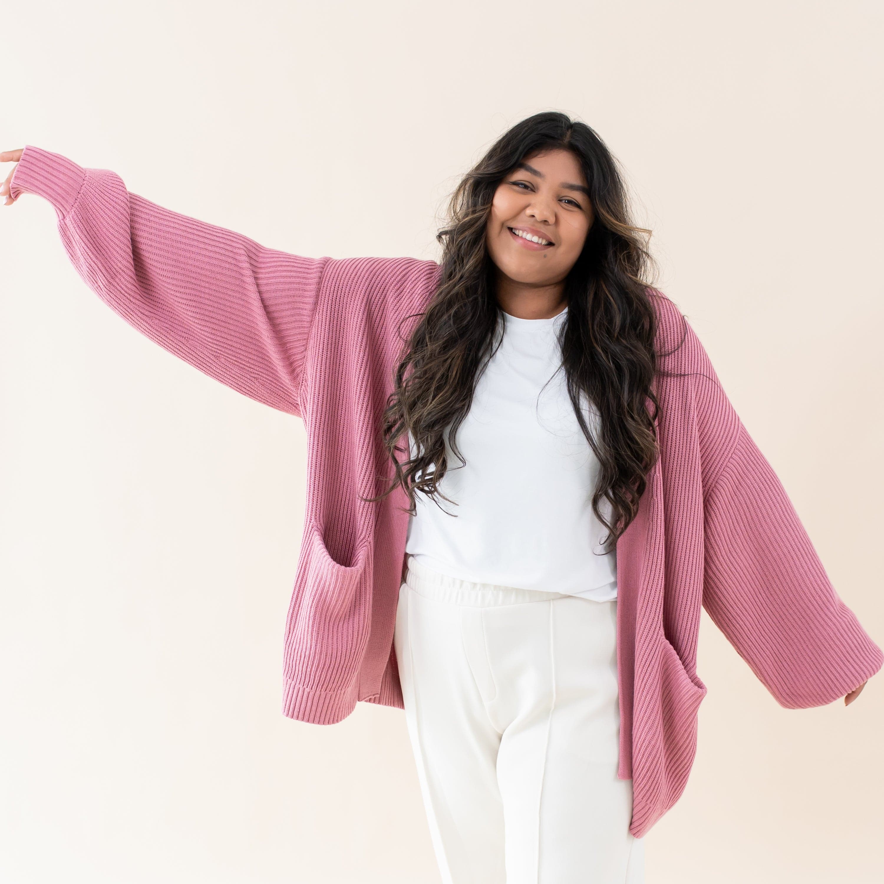  Chunky Knit Women's Oversized Cardigan in Apple Blossom、mySite、layawaytickets