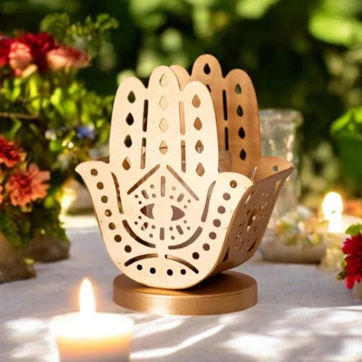 Yahra Tealight Candle Holder - Hamsa、mySite、topwebapps