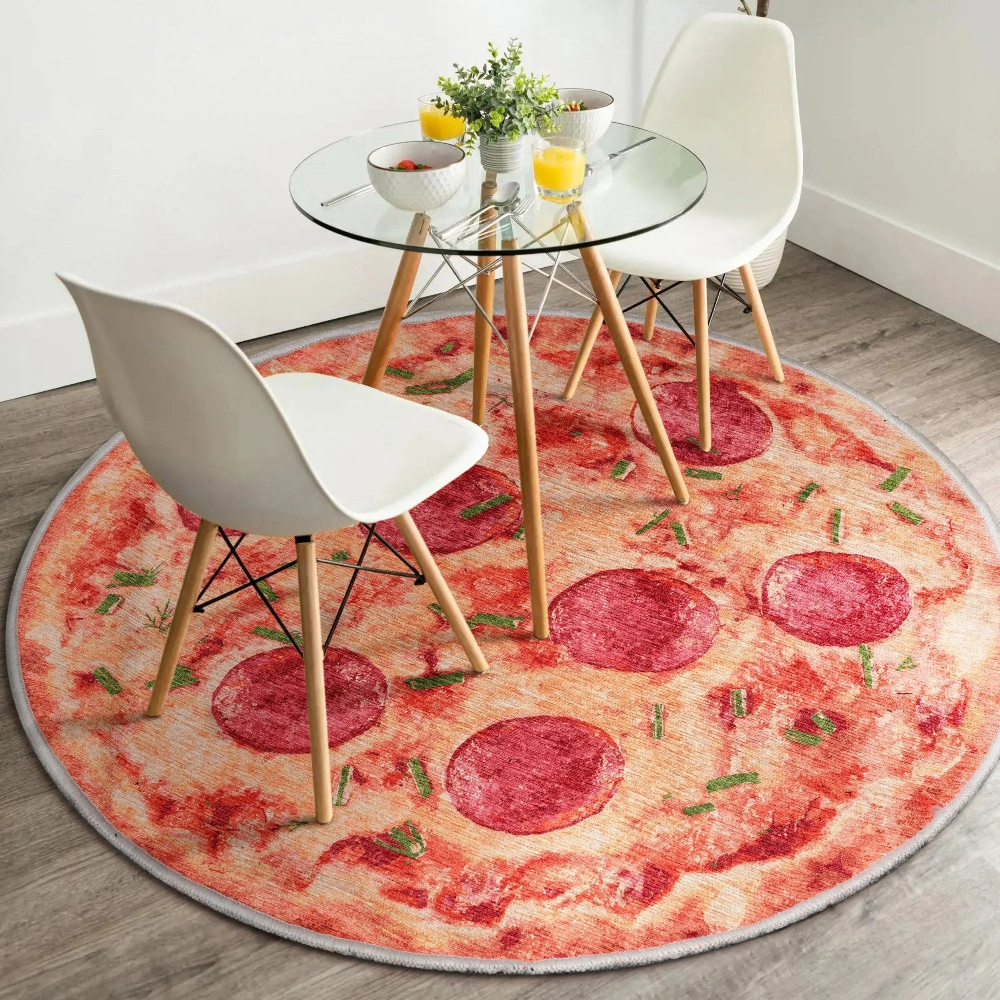Pizza Novelty Orange Flat-Weave Rug、mySite、gigharbornorthrealestate