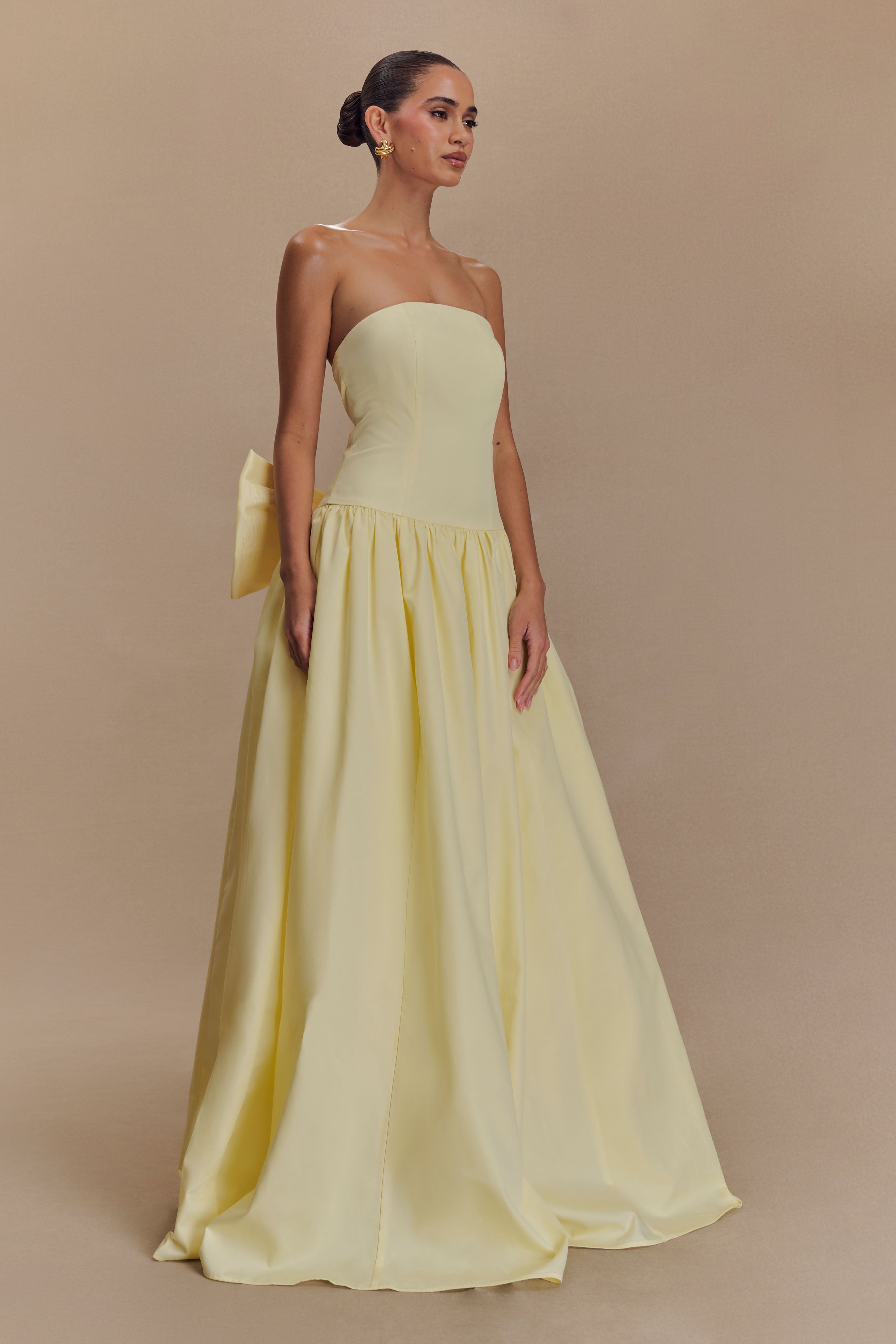 Frances Strapless Bow Maxi Dress - Lemon、mySite、solidvoid