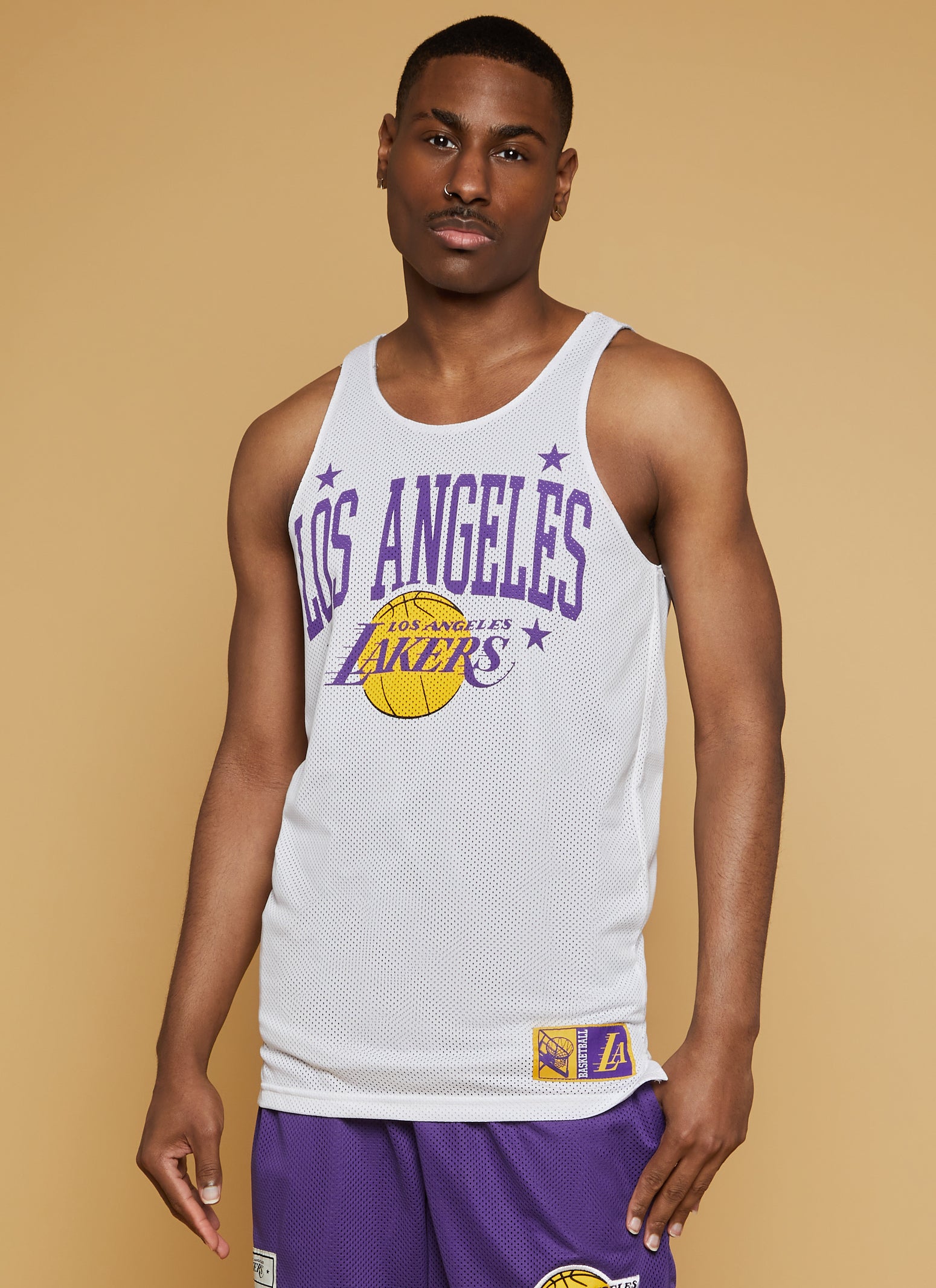 Mens NBA Los Angeles Lakers Graphic Reversible Tank Top、mySite、camillekostekn