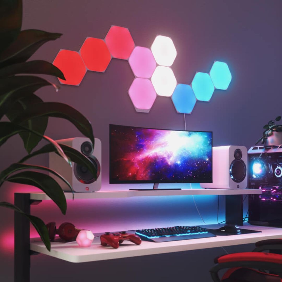 Nanoleaf Hexágonos Pack extensão com 3 painéis em Branco、mySite、fannypackpong