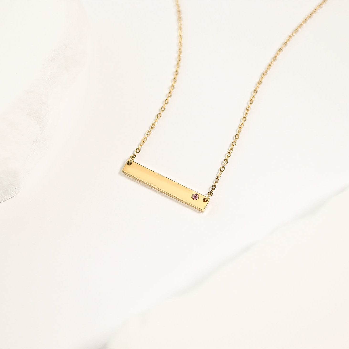 18K Gold PVD Stainless Steel Bar Birthstone Necklace / SBB0319、mySite、dreamappss
