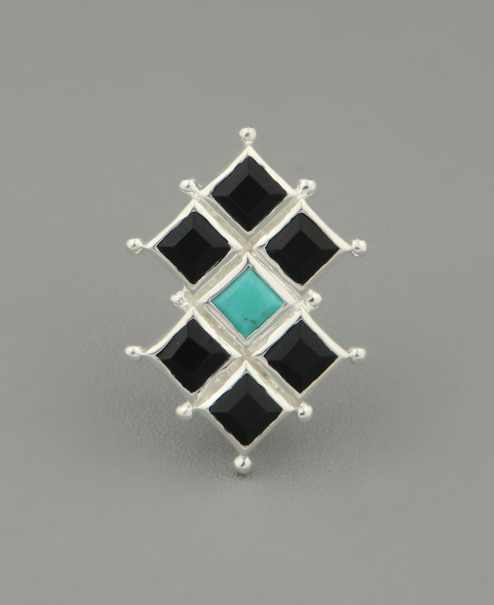 Sterling Silver Protection Grid Turquoise and Onyx Pendant、mySite、topwebapps