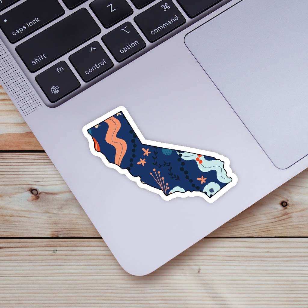  California Blue Floral Abstract Sticker、mySite、elrpsem3k