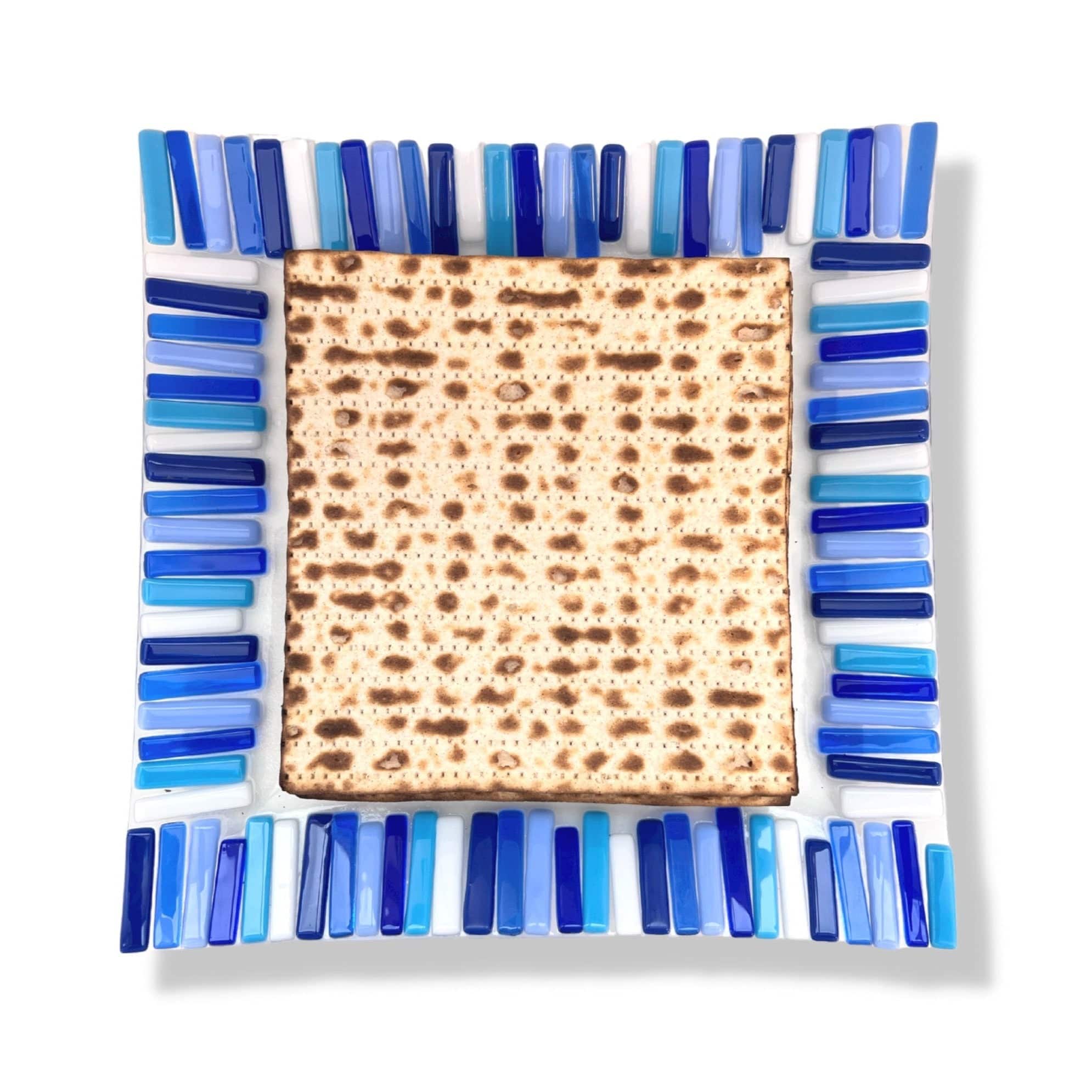 Fused Glass Matzah Tray - Blue Sticks、mySite、topwebapps