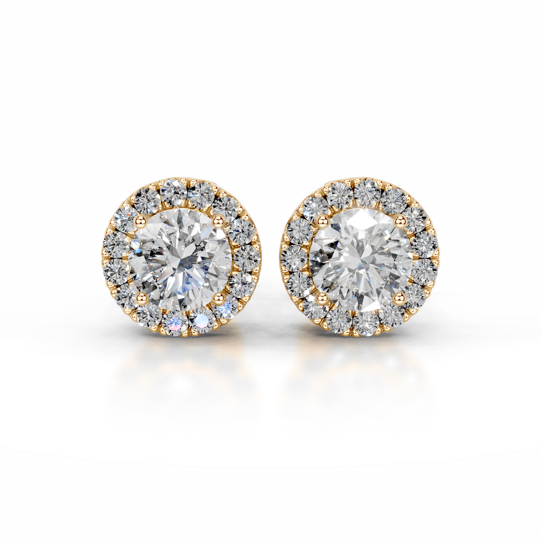 Isla Lab Grown Diamond Halo Earrings (5 Carat) -18K Yellow Gold、mySite、hinf8tx79