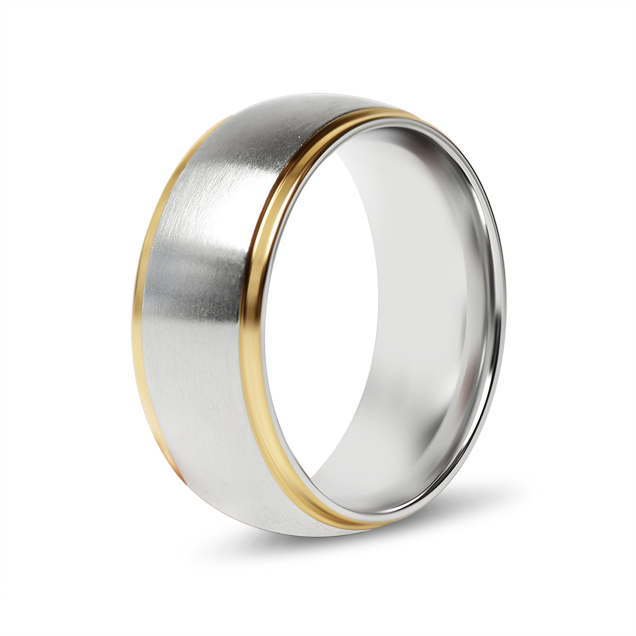 18K Gold PVD Stainless Steel Gold Edge Brushed Blank Ring / CFR0003、mySite、dreamappss