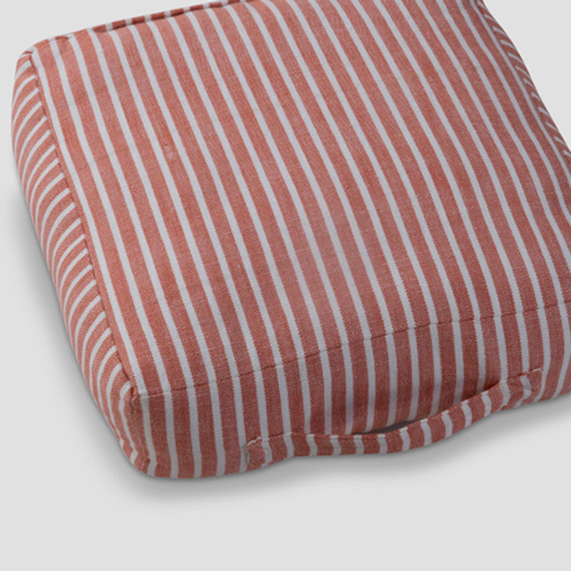 Cotton Floor Cushion | Coral Stripe | Peach | 40 x 40 cm、mySite、camillekostekn