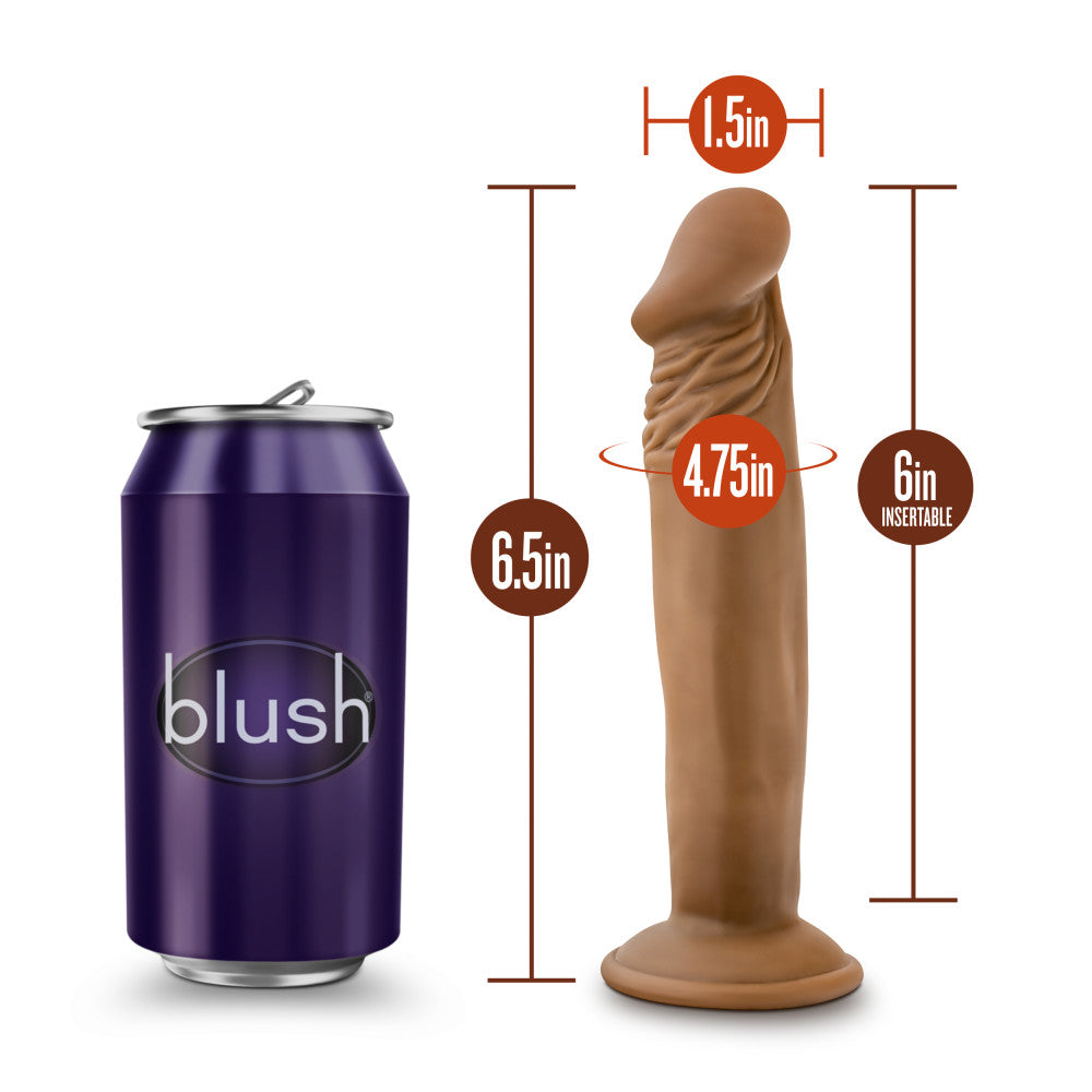 Dr. Skin By Blush® | Dr. Small Realistic Mocha 6.5-Inch Long Dildo With Suction Cup Base、mySite、bottomscart