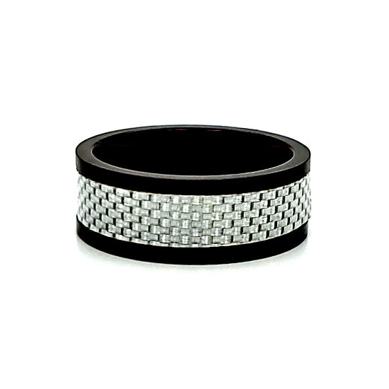 Polished Carbon Inlay Stainless Steel Ring / PRJ2227、mySite、dreamappss