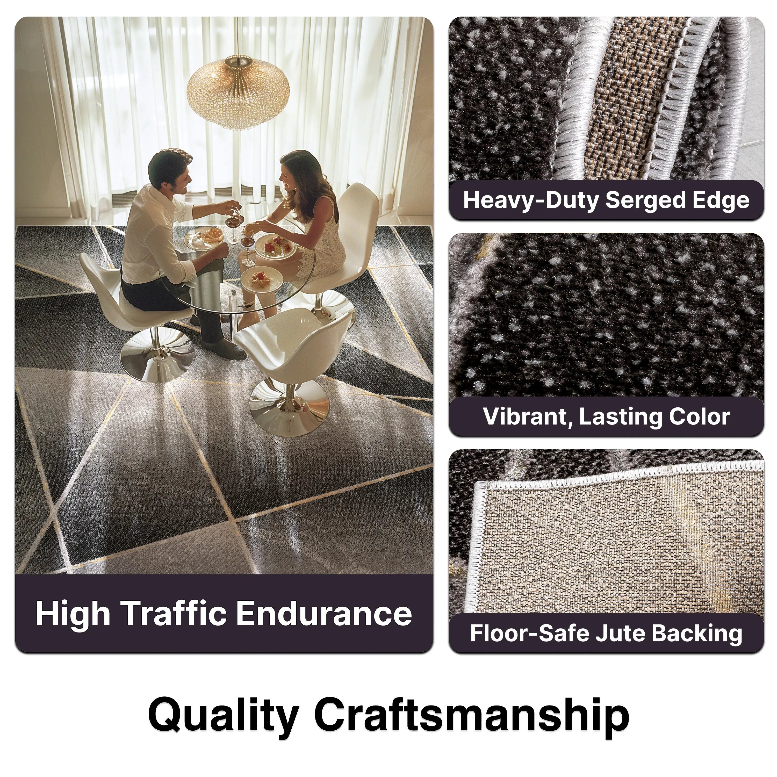 Arthur Retro Geometric Marble Pattern Grey Glam Rug、mySite、gigharbornorthrealestate