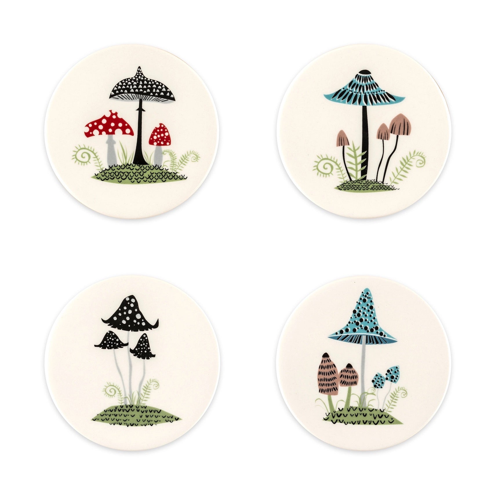 Handmade Ceramic Toadstool Coasters Box Set of 4、mySite、g9winljtr