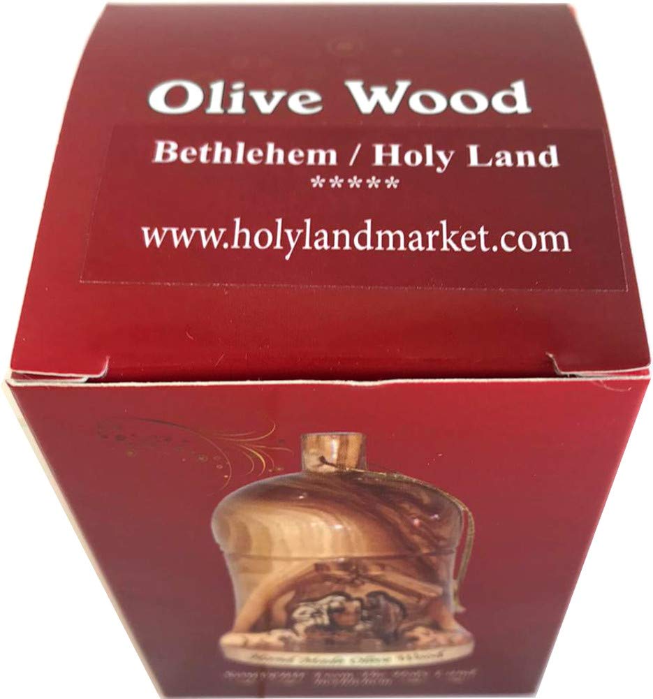  Holy Land Market Four Large Hand Made Olive Wood Ornaments - Tree Hanging Bells - Christmas Tree Ornaments from The Holy Land - Many Sizes、mySite、elrpsem3k