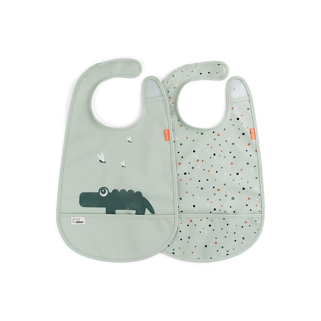  Done By Deer Bib with Velcro 2 Pack - Croco Green、mySite、merchandisen