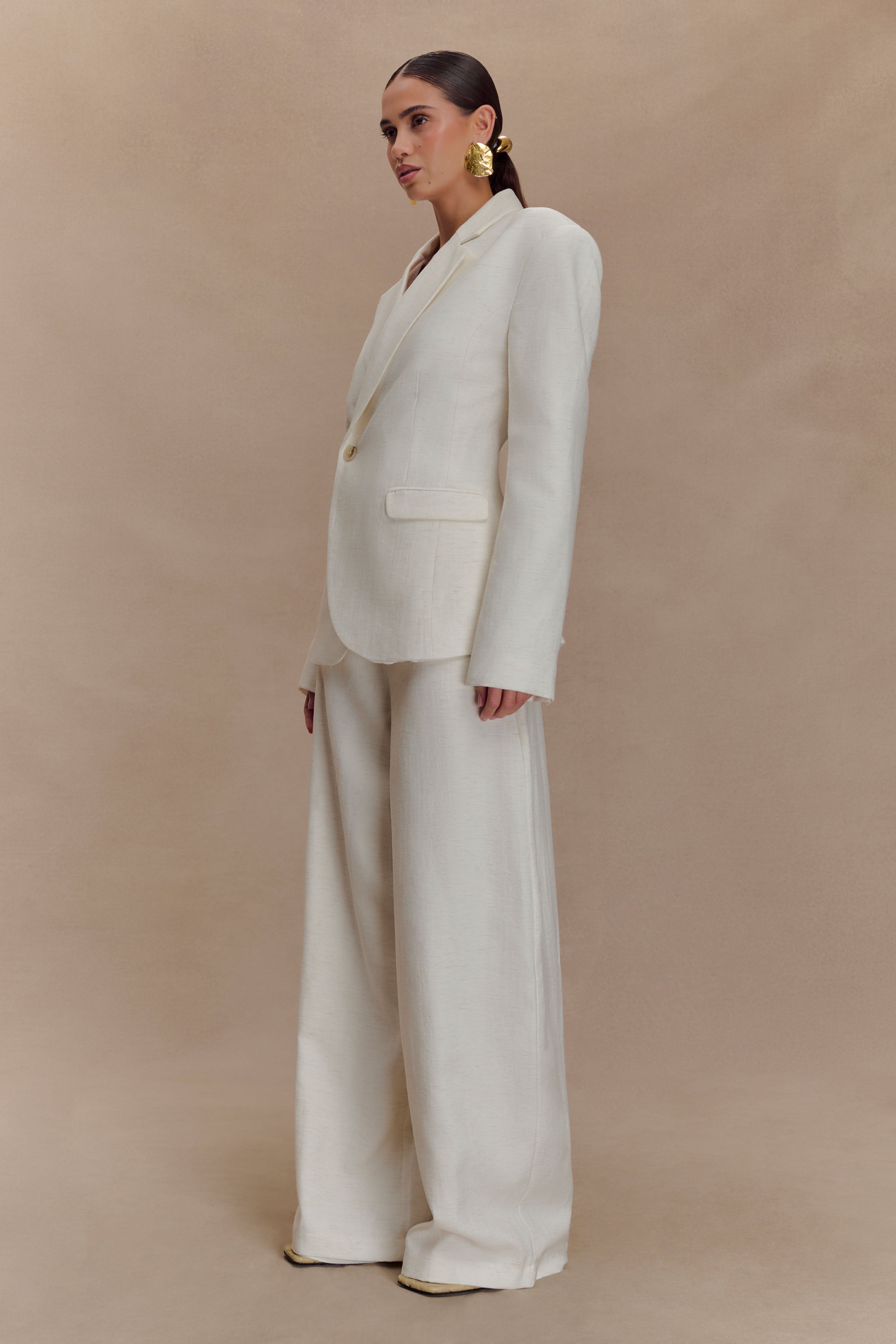 Jameson Cinched Linen Blazer - Oat Marle、mySite、solidvoid