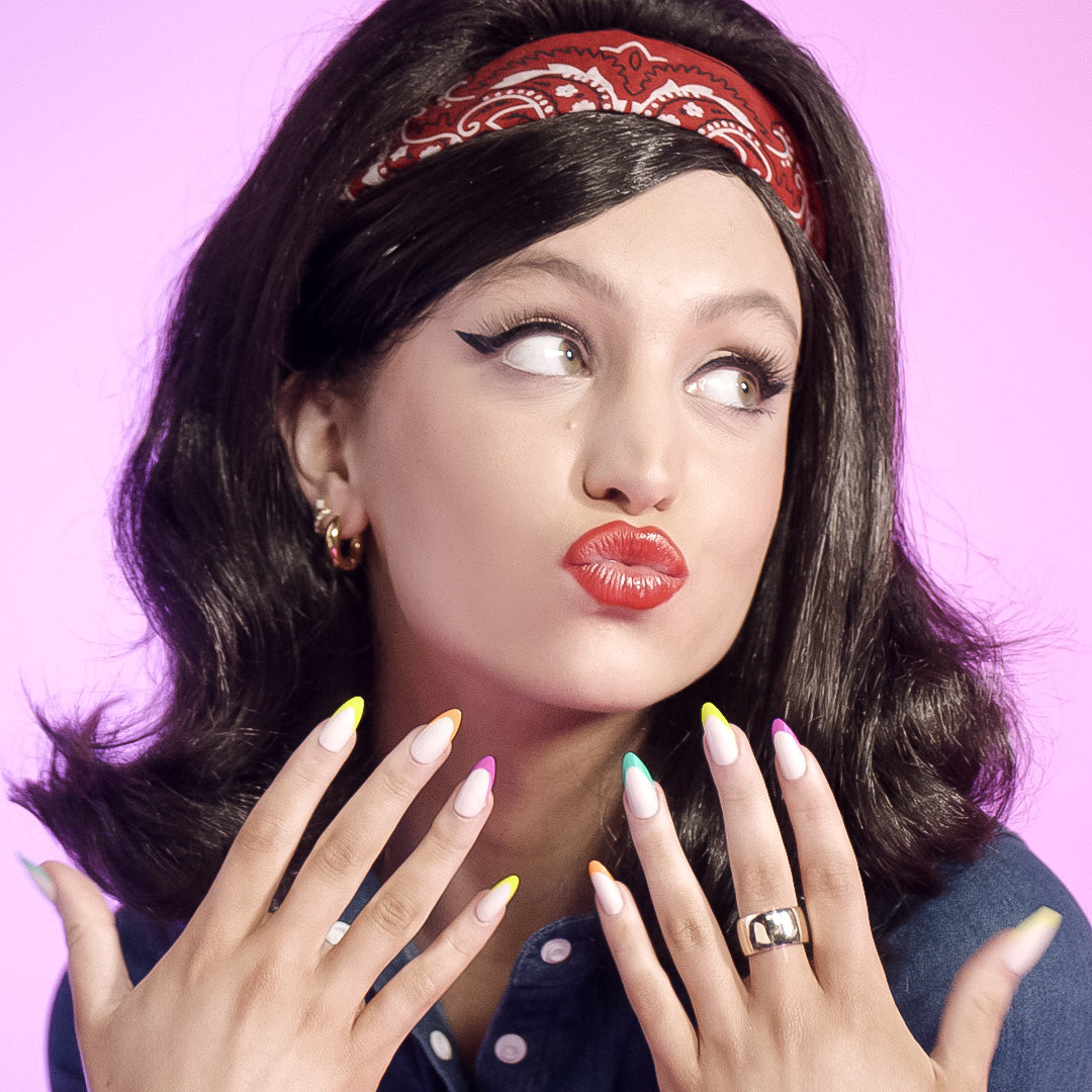 Neon Rainbow French | Long | Almond、mySite、solidvoid