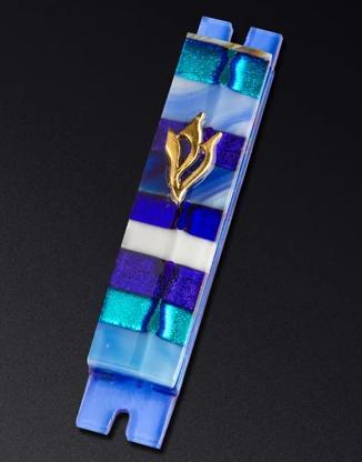 Blue Stripe Glass Mezuzah by Daryl Cohen、mySite、topwebapps