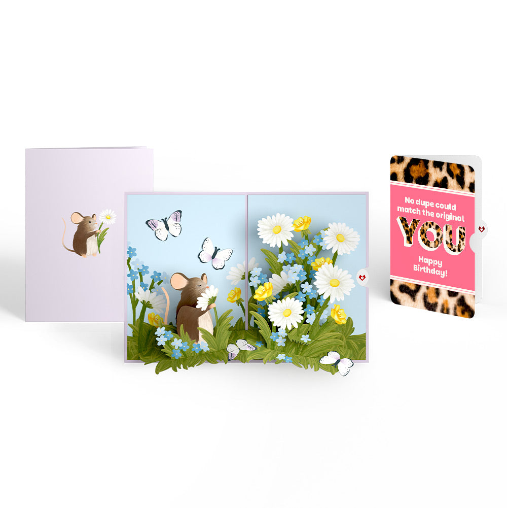 Field Mouse in the Flowers Birthday Pop-Up Card and The original YOU Sentiment Set、mySite、solidvoid