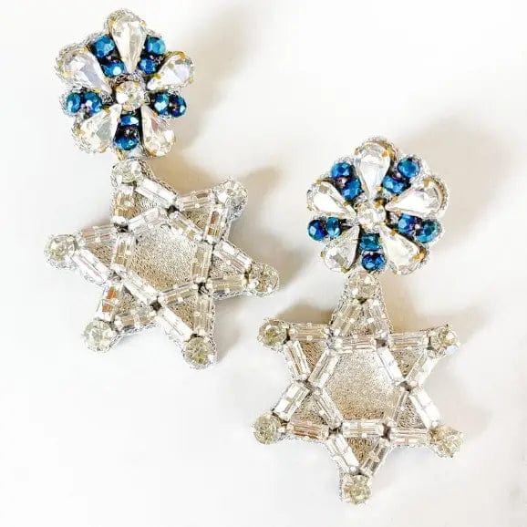 Sparkly Silver and Blue Star of David Earrings、mySite、topwebapps