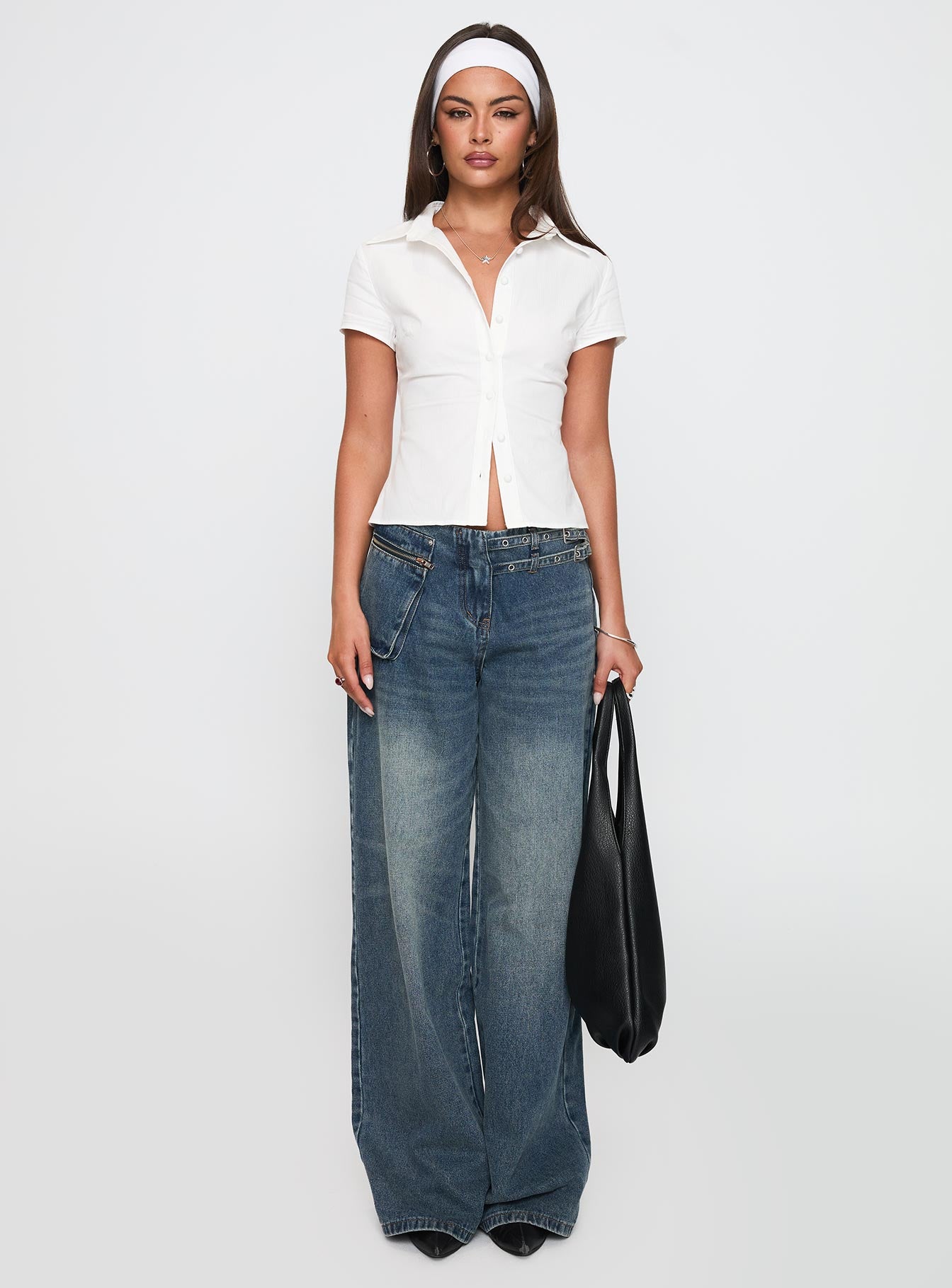 Lift Off Button Up Top White、mySite、solidvoid