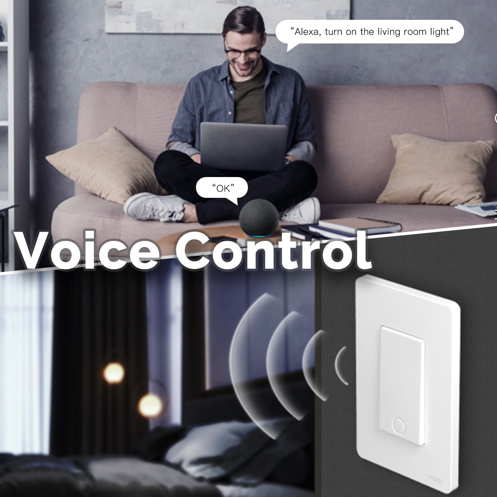 MOES Star Ring ZigBee Smart Light Switch Single Pole, No Neutral Required, No Capacitor、mySite、fannypackpong