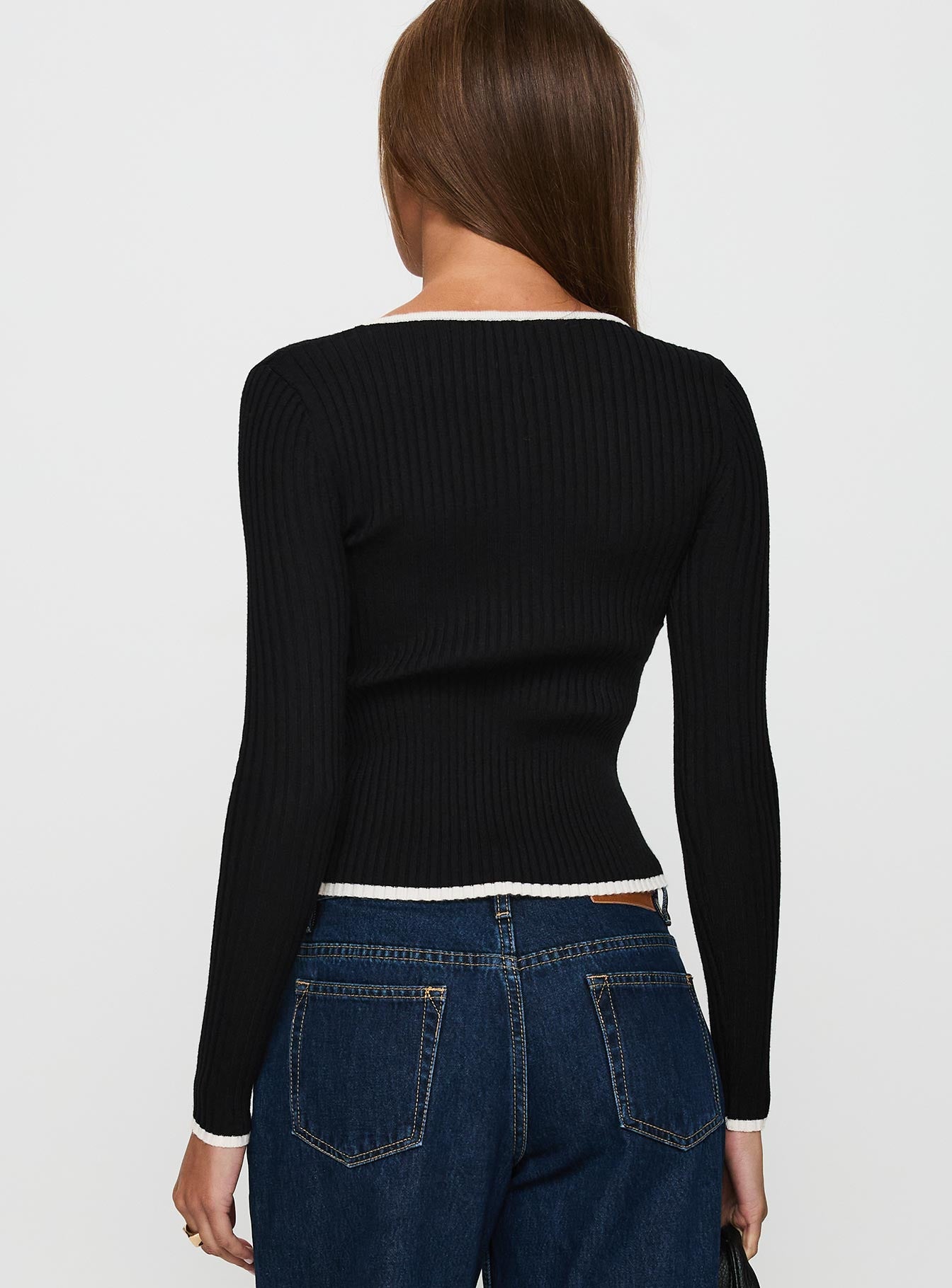 Bring Me Closer Button Up Long Sleeve Top Black / White、mySite、solidvoid